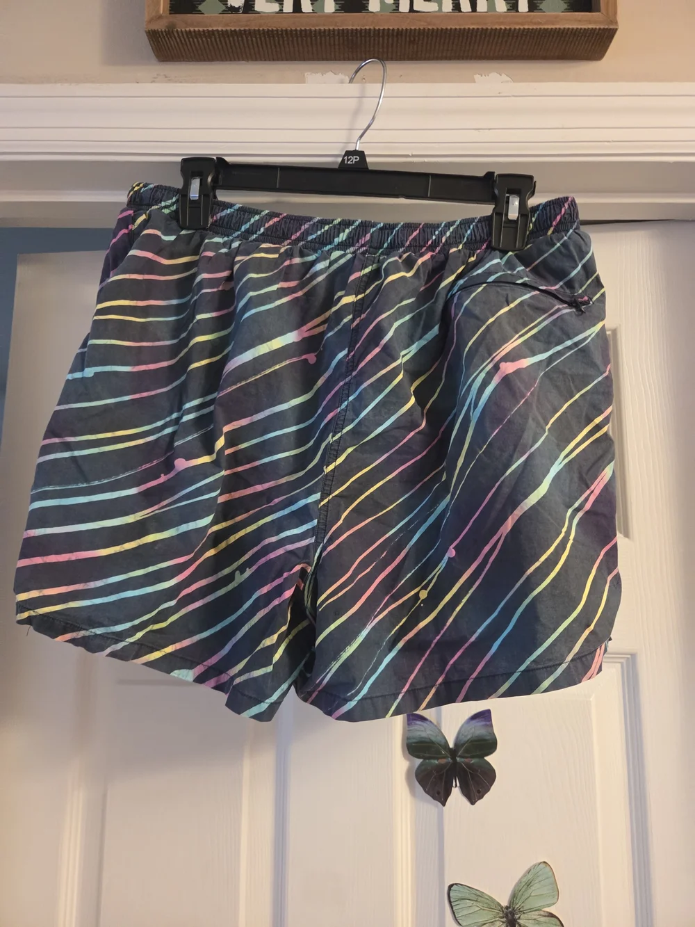Vintage colorful large swim trunk shorts with netting by roundtree & yorke Mens